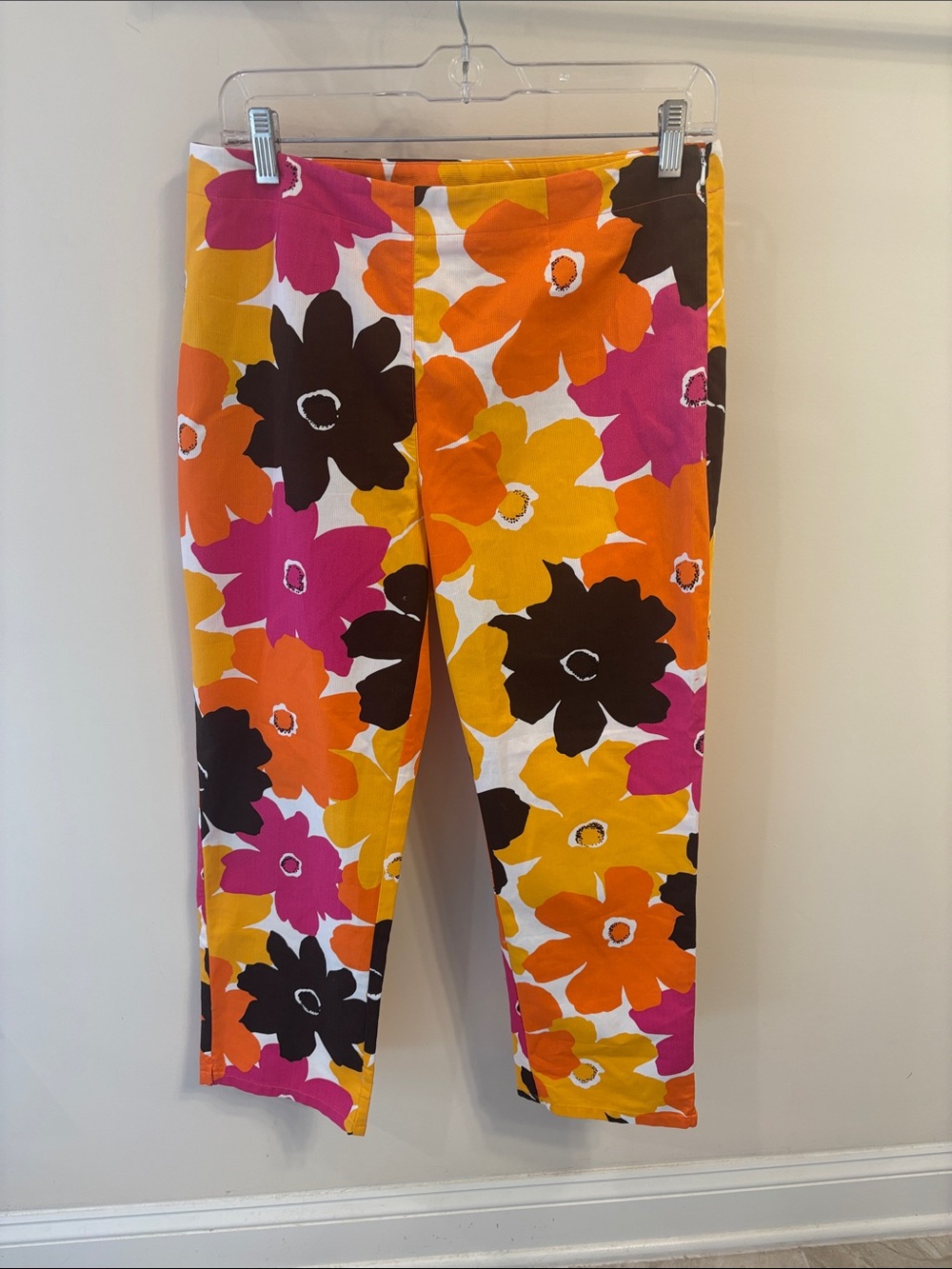 Vintage Susan Bristol Cropped Floral Print Pants - Pink, Orange & Yellow